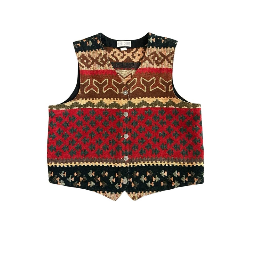 Vintage Gotcha Covered Vest Women's XL‎ Western Boho Chic Tapestry Southwest USA